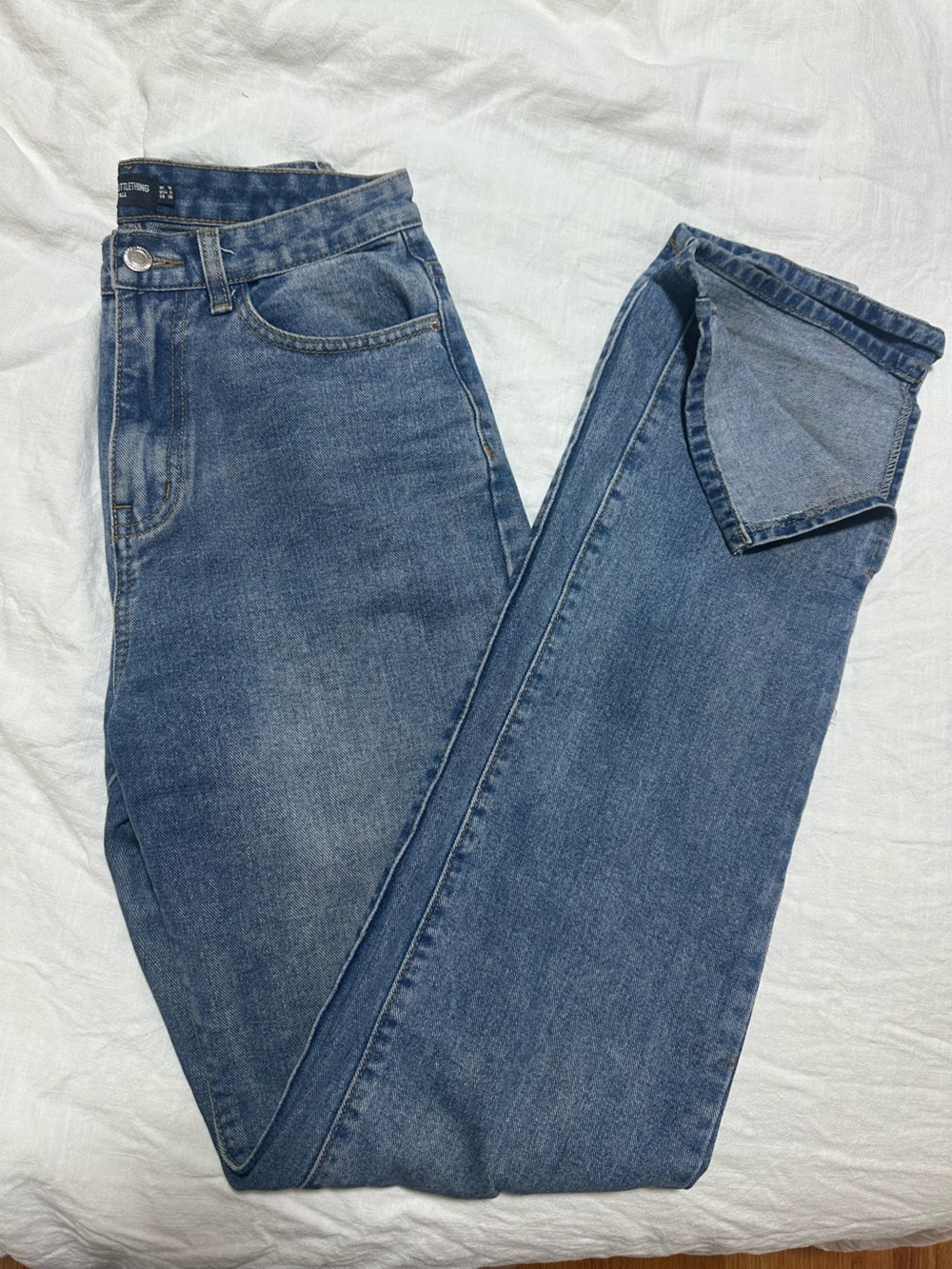 Prettylittlething Tall Mid Blue Denim Jeans
